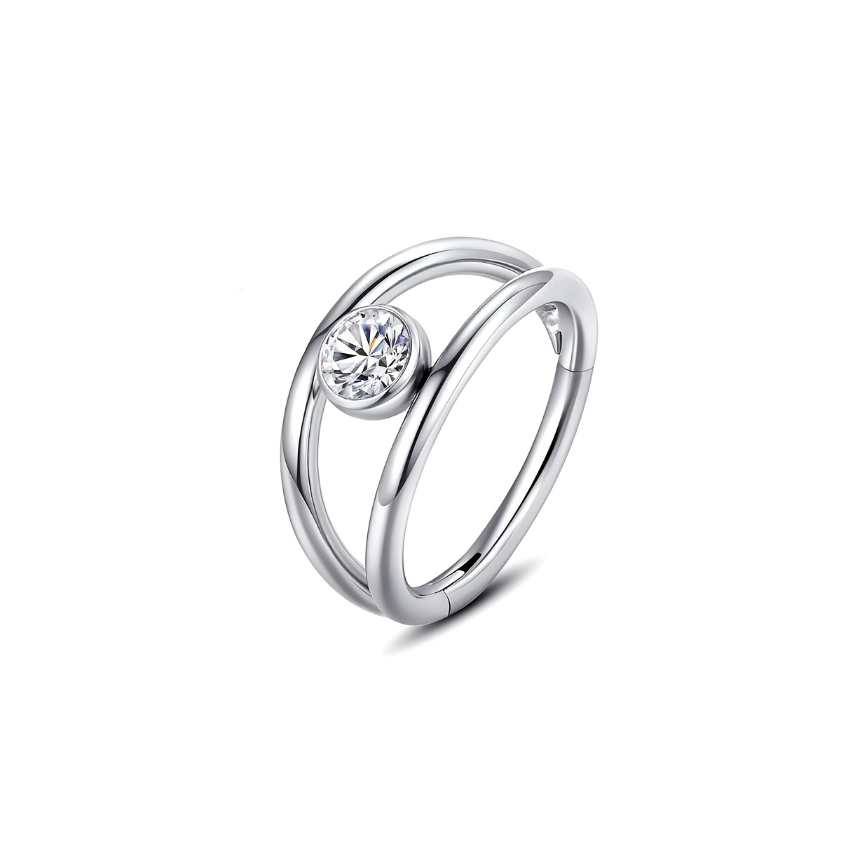 Image of 1pc Elegant And Stylish Double-opening Septum Clicker Nose Ring, Conch Shell, Daith Pierced Jewelry Cartilage Earring Hoop, 316l Stainless Steel Conch Shell, Daith Rook Stud Earrings, 16g
