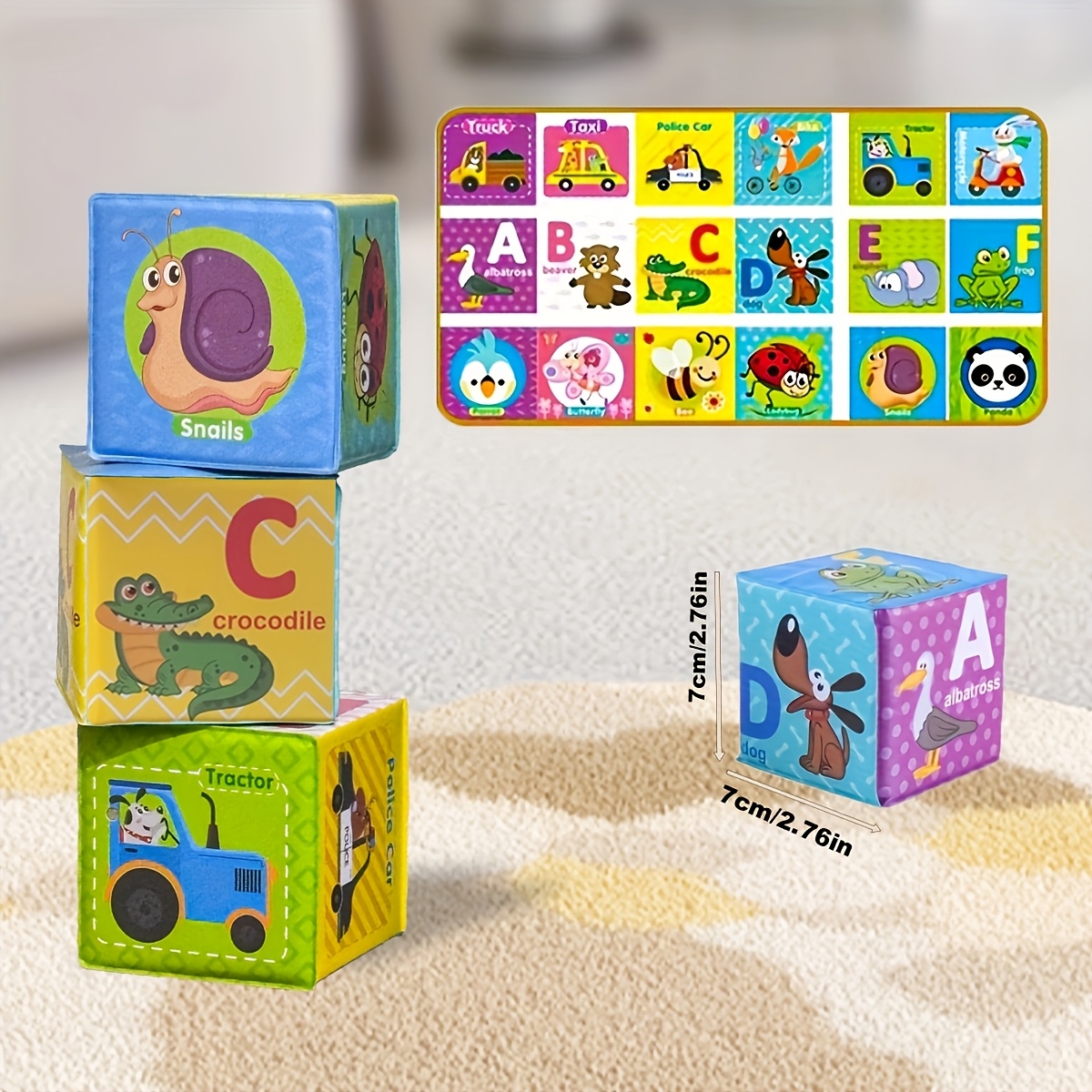 Soft Stacking Blocks, Early Childhood Picture Recognition Dice, Sensory Stacking Fun To Babies, Soft Sensory Blocks, Cognitive Development, Are Ideal Building Blocks For Young Children, Random Colors