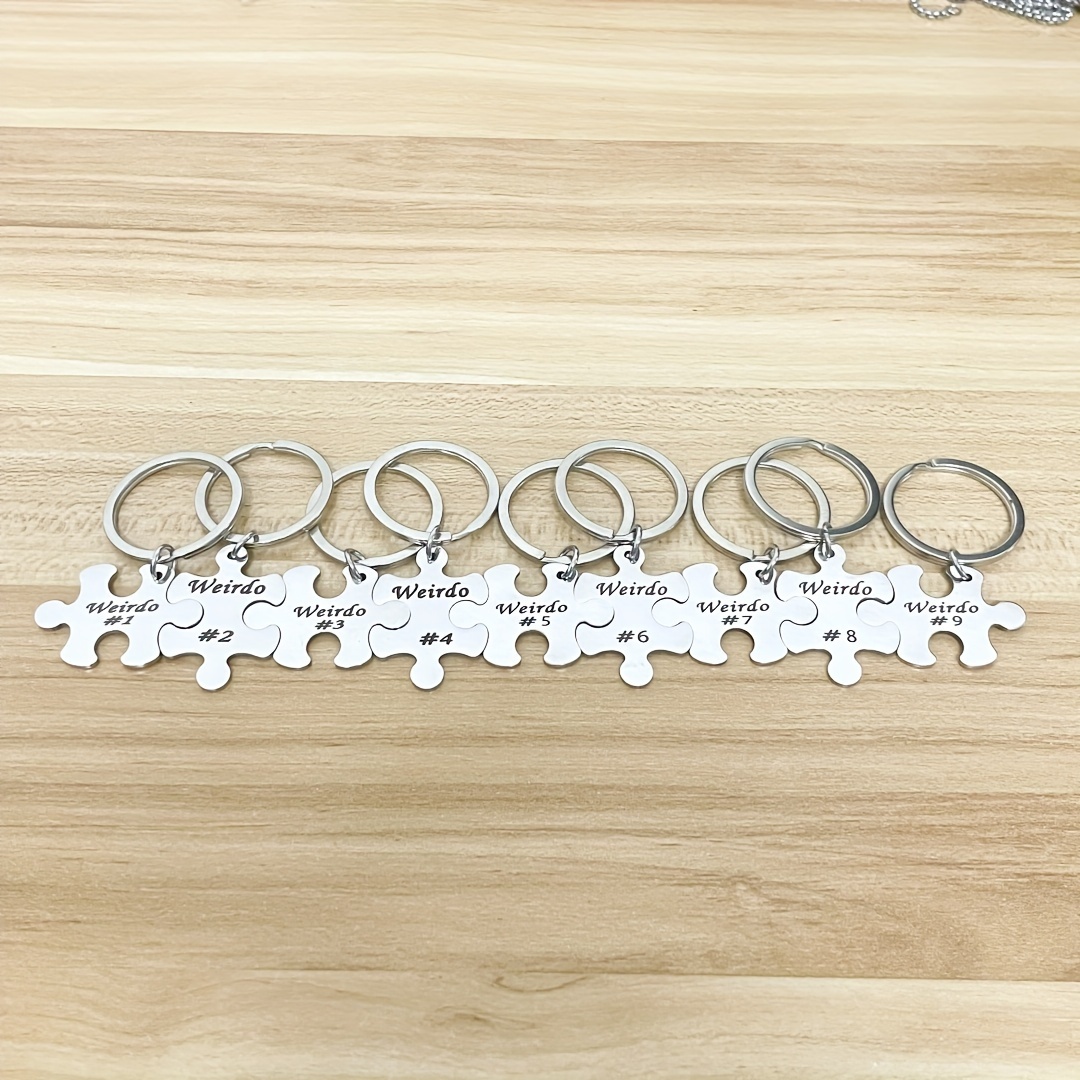 TEMU 5/6/7/8/9/10pz, Portachiavi Puzzle con Testo Personalizzato, Portachiavi in Acciaio Inossidabile per Migliori , Accessori Creativi di Compleanno