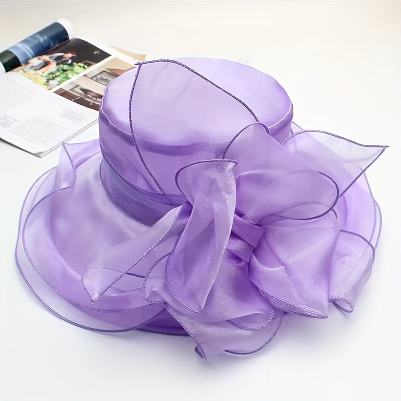 Solid Color Organza Hat Big Bow Easter Top Hat Elegant Style Tea Party Headwear Hats For Women