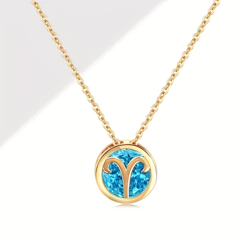 TEMU 1pc Synthetic Synthetic Cubic Zirconiaia Hollow-out Zodiac Signs Necklace, Versatile Chinese Zodiac Hollow-out Synthetic Synthetic Cubic