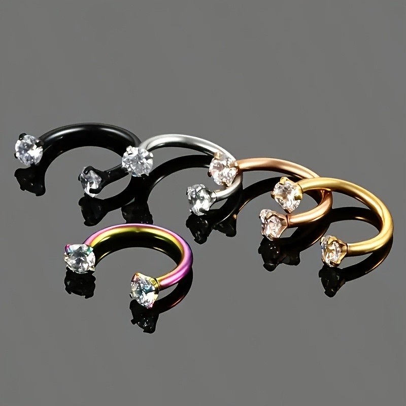 TEMU Parure de 5 pièces de bijoux de piercing pour oreille et nez en acier inoxydable coloré avec synthétique de formule - Bagues pour daith, rook -