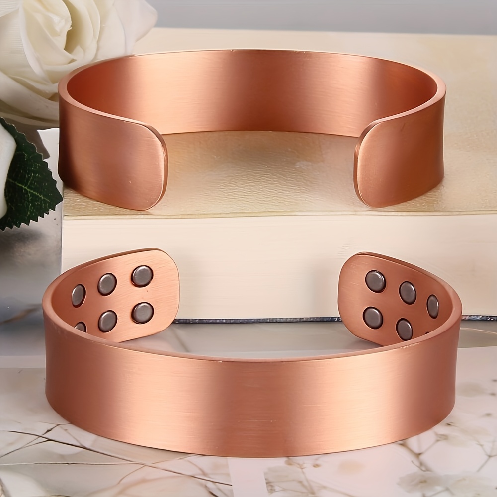 Stylish Copper Magnetic Bracelet - Adjustable Cuff, Perfect Gift For On Birthdays Or Christmas
