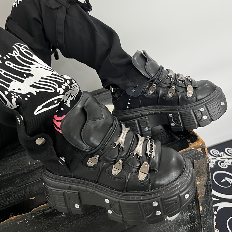 Punk Aesthetic Metal Decor Platform Ankle selling Boots