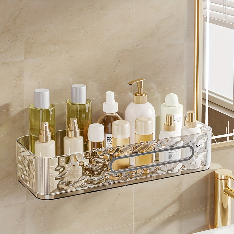 Wall-mounted Bathroom Storage Rack, No-drill Clear Acrylic Organizer For Cosmetics And Skincare Products, Makeup Management Box With Accessories, Perfume Organizer