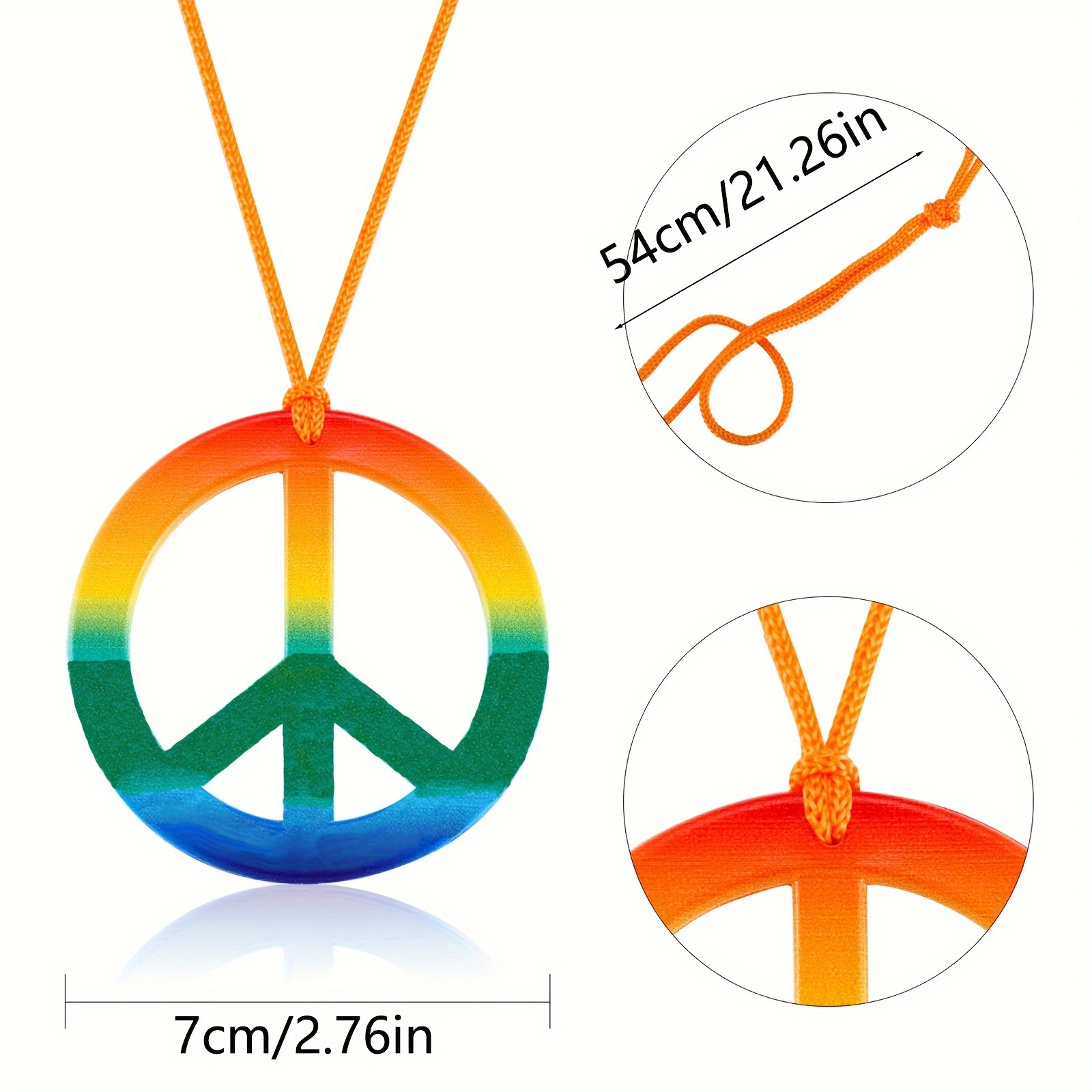 20 Pack Rainbow Peace Sign Pendant Necklaces