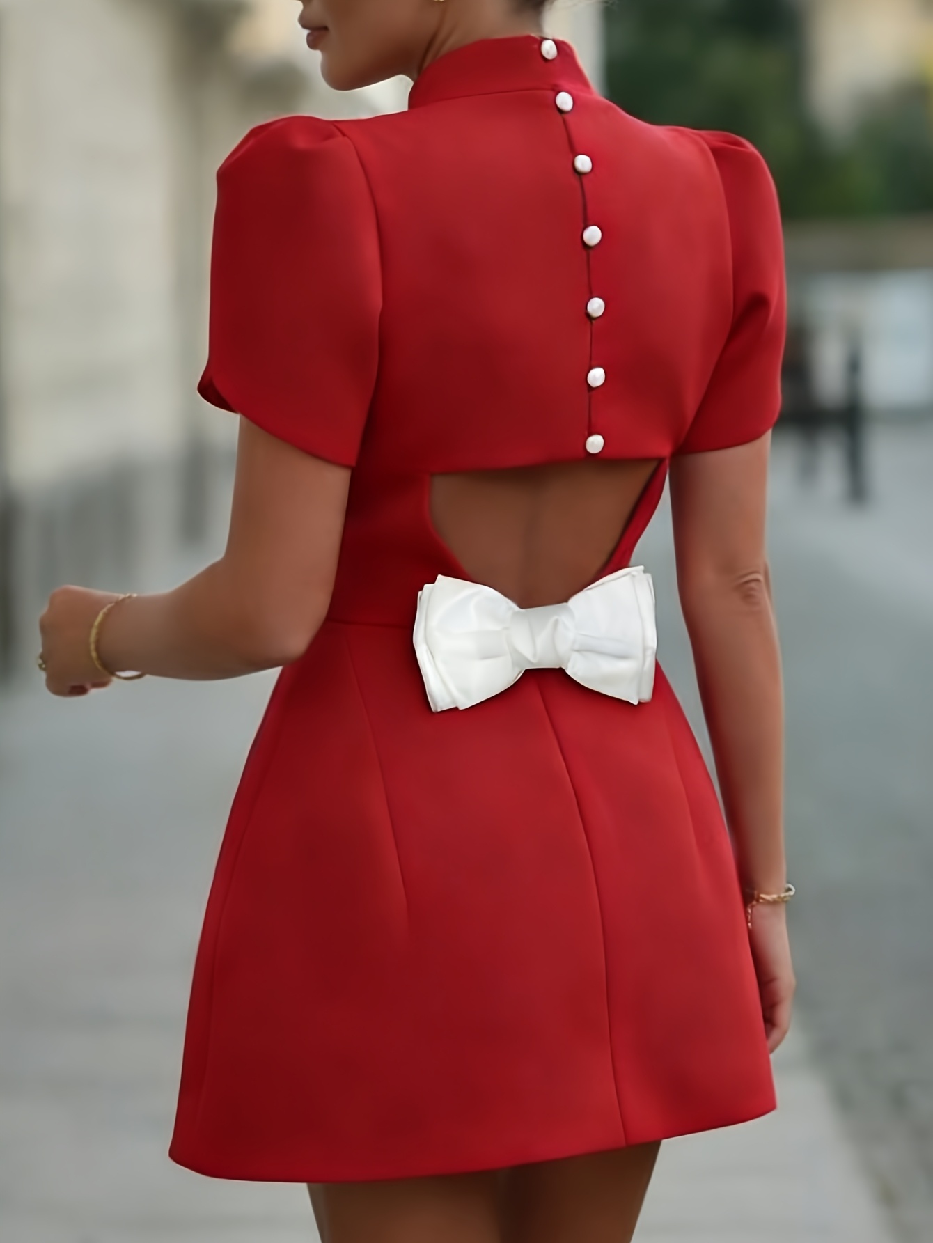 fitted lace wedding dress Red Big Bow Homecoming Dresses with Pockets Short Prom Dresses SD1396   Viniodress