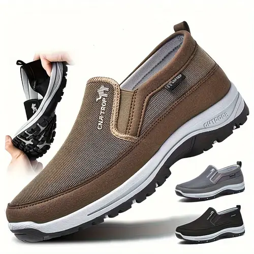 mens lightweight breathable slip on hiking shoes non slip rubber sole eva cushioned outdoor walking shoes for hiking training casual wear hiking accessories