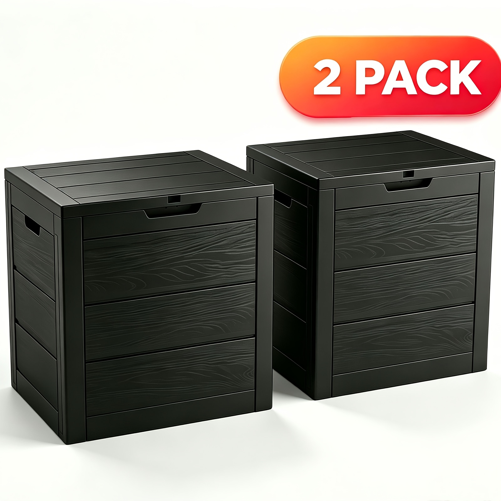 TEMU 2pcs 35 Gallon Waterproof Outdoor Storage Box With Handle And Wheels, Suitable For Porch Outdoor Parcel Delivery Box, With Lock Deck Box, Used