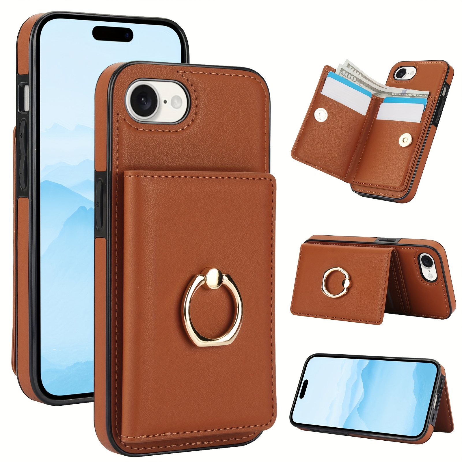 360° Rotation Ring Kickstand Wallet Case with Magnetic Clasp, Durable Shockproof Cover for iPhone 15 14 13 12 11 Pro Max SE 2022 with Card Holder - Image 18