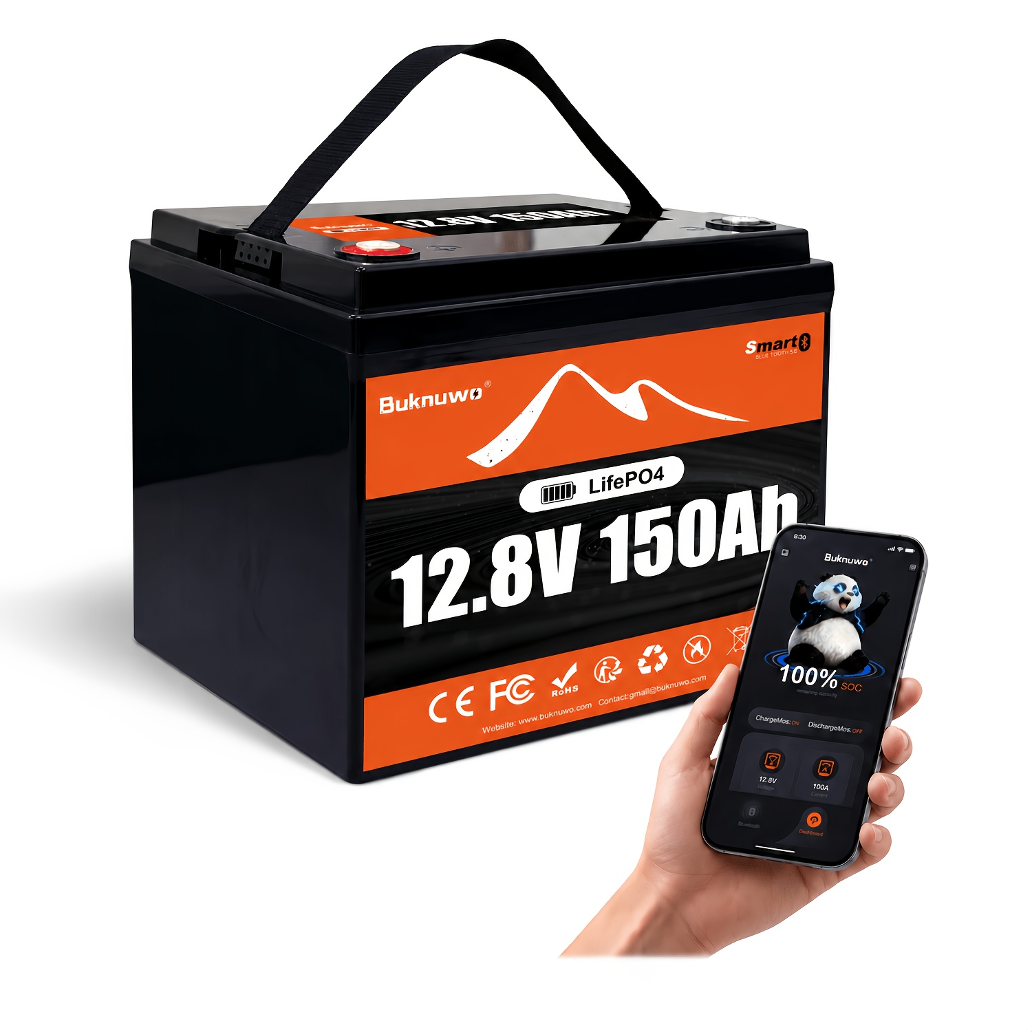TEMU 12v 150ah Lifepo4 Lithium Battery, 1920wh Power Output, Low Temperature Protection. Max. 15000 Deep Cycles, Built-in 100a Bms For Rvs, Marine
