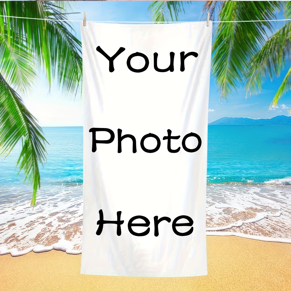 TEMU Custom Photo Beach Towel - Print Your Own Picture And Name, Soft Microfiber Quick-dry Bath Towel, Suitable For Pool, Vacation, Yoga, Spa - Your