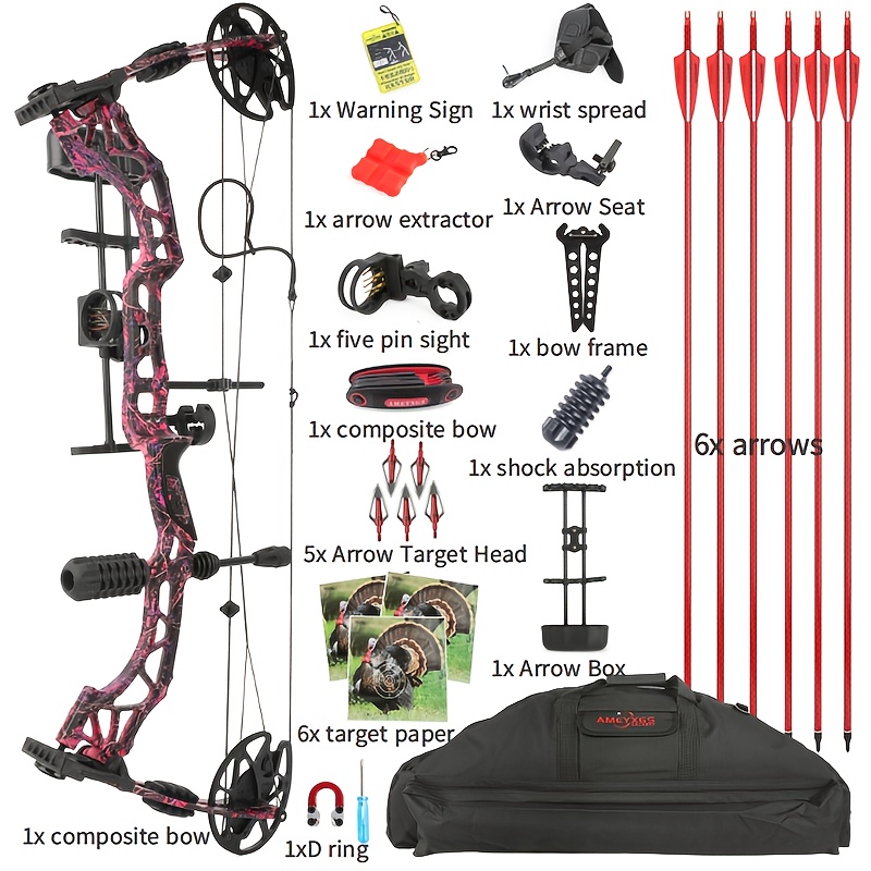 Arc à Poulies JunXing M129 - 30-70 Lbs - 320 FPS - Droitier - Kit De Tir à L'arc