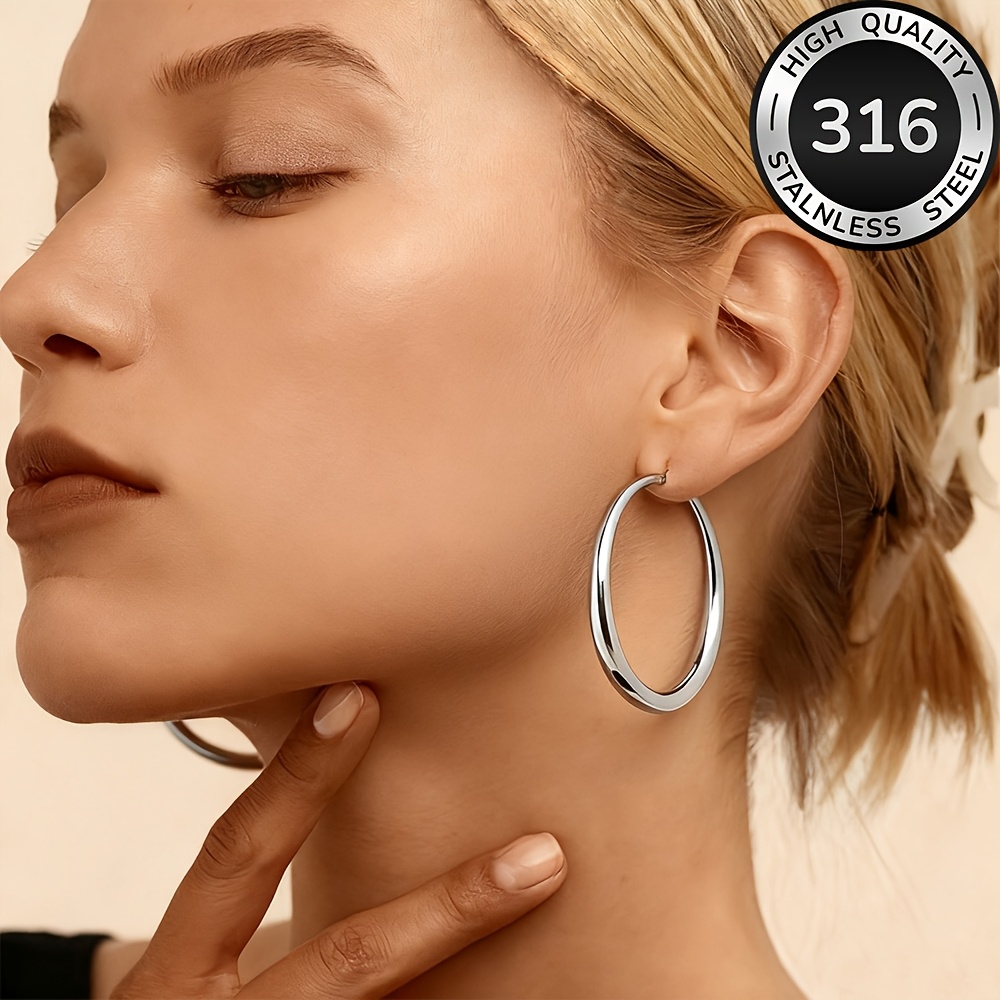 Hypoallergenic Stainless Steel Hoop Earrings For Women, Comfortable And Versatile, Simple & Elegant High-quality Fashion Jewelry – Perfect Daily Wear Or Party Accessory. A Delicate Gift Idea
