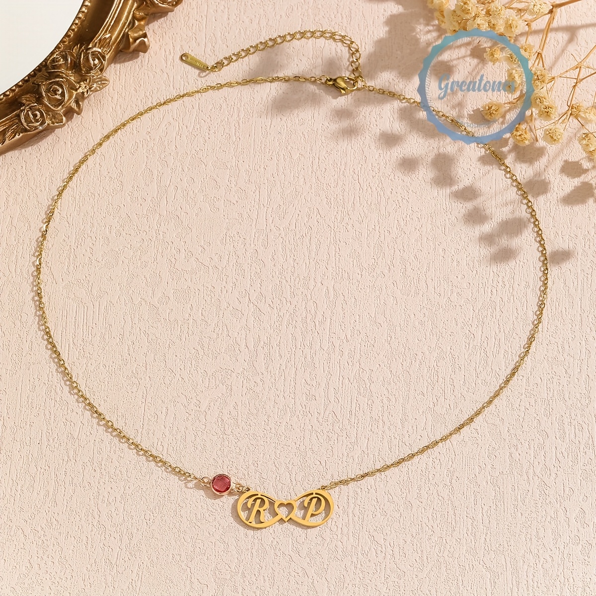 Custom Infinity Necklace with Initials for Couples