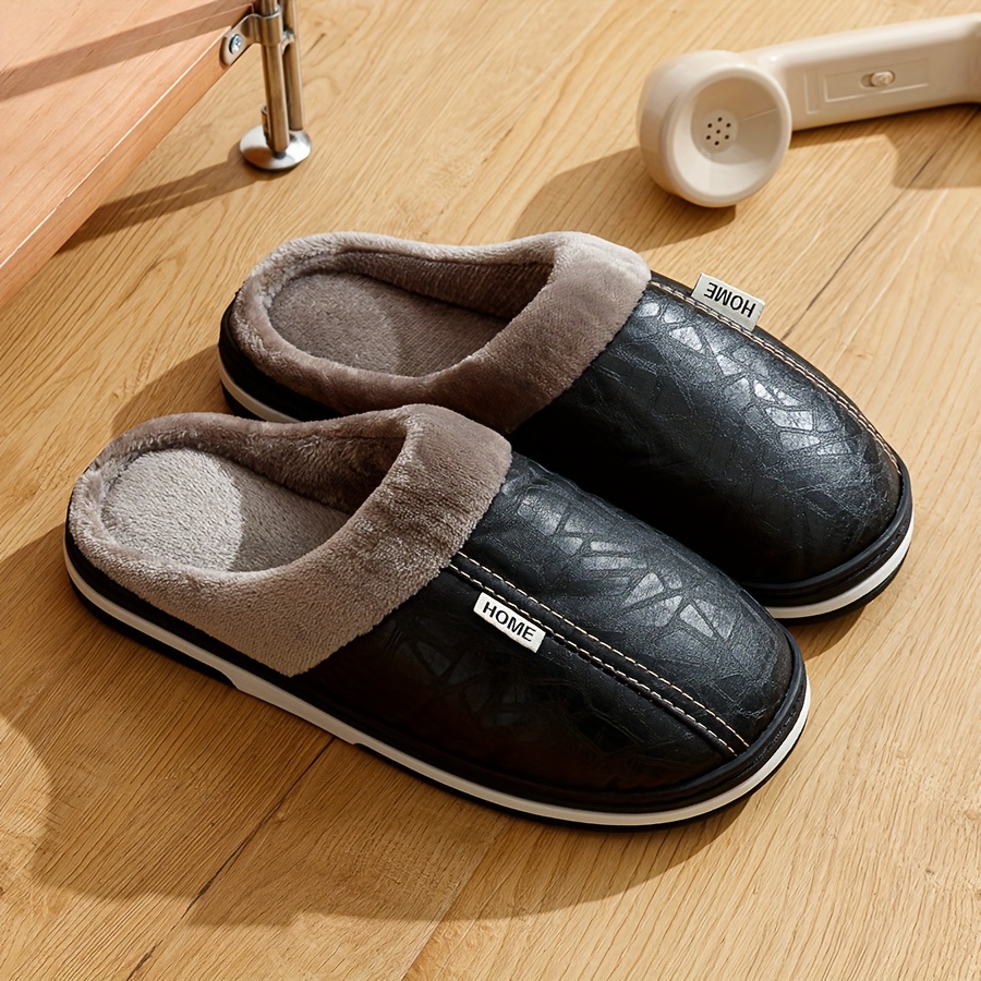 Winter Indoor Men's Plus Size Slippers Comfortable Flat Non-slip Home Fuzzy Shoes