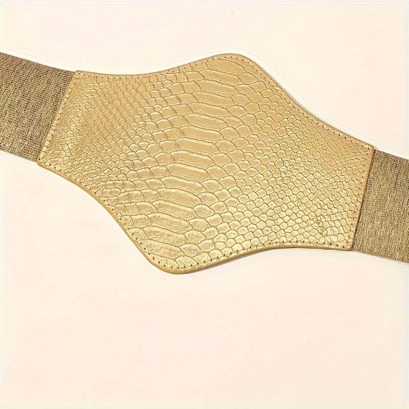 Women's Sequined Wide Belt, Solid Elastic Waist Belt