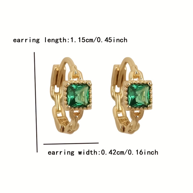 Women's 925 Silver Geometric Square Earrings with Synthetic Zirconia