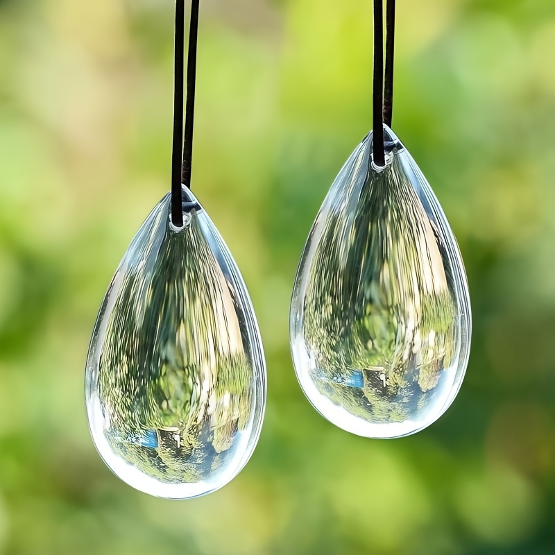 TEMU 2pcs Transparent Crystal Teardrop Prisms, Suitable For Chandeliers, Weddings, Christmas, Home Hanging Decorations Without Rope