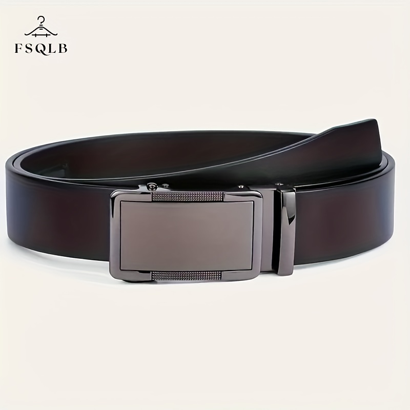High Faux Leather Belt with Automatic Buckle