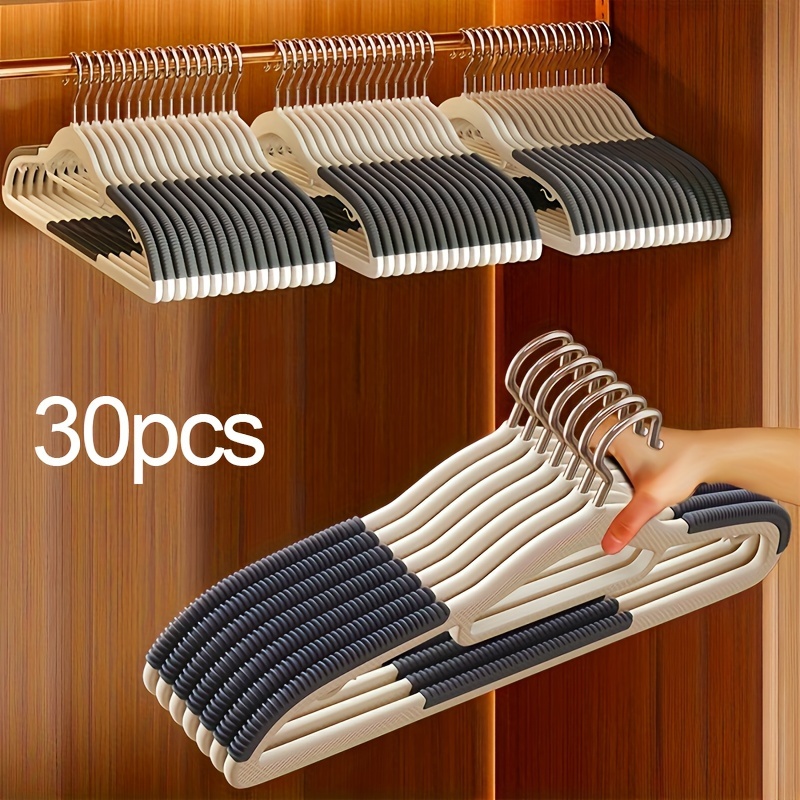 

30pcs Non-slip, Plastic Hangers - Waterproof & Fade-resistant With Rubber Grip - Ideal For Home & Camping, Sturdy Coat Hangers In Orange/black, Non Slip Hangers