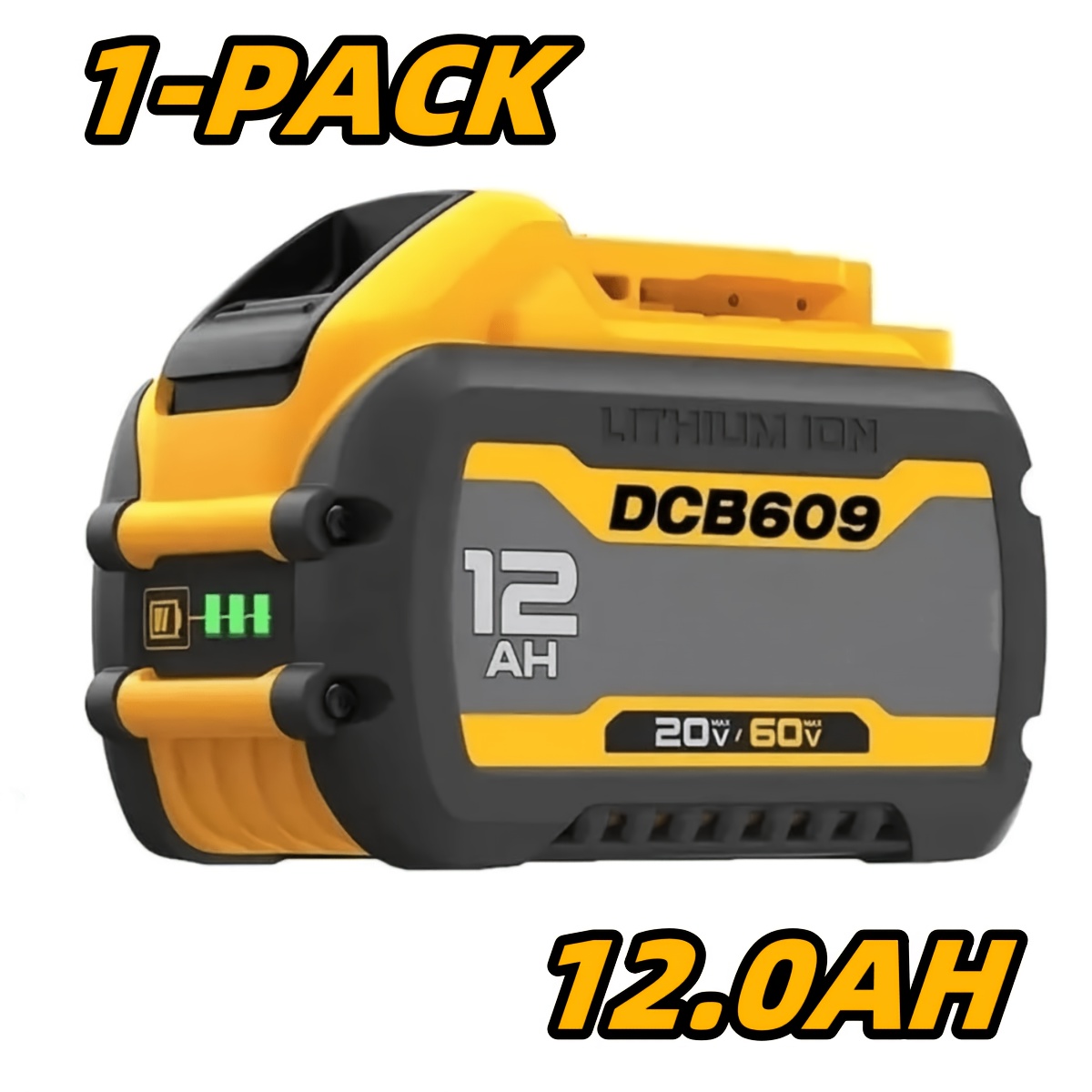 TEMU 1pack 12.0ah Batteries For Dewalt 20v 60v Max Lithium Dcb609 Dcb606 Dcb612 Fit For Dewalt 20v/60v Cordless Power Tools