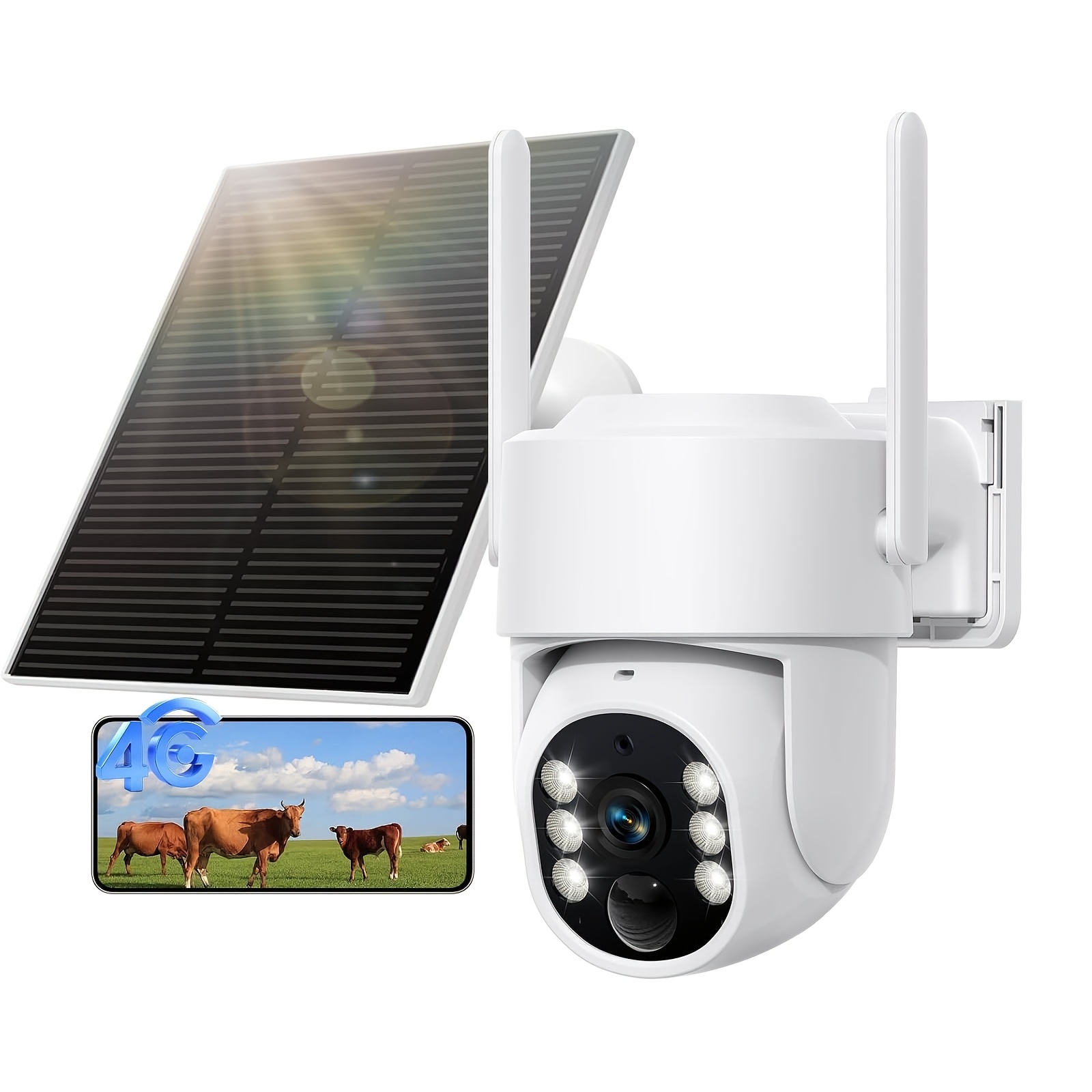 XVIM 4MP Wireless Solar Security Camera – 2.5K WiFi, 360° PTZ, Color Night Vision, 2-Way Audio – Outdoor/Indoor