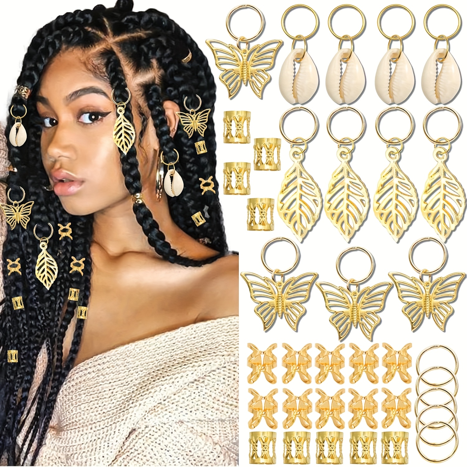 50pcs hair jewelry golden dreadlock cuffs Temu Saudi Arabia