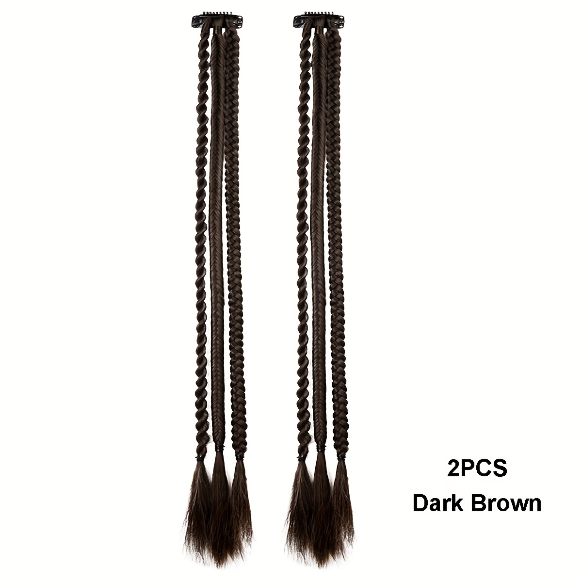 Image of Braid Hair Extensions, Clip In Hair Extensions Baby Braids, 3 Braids On , 22inch Long Soft Synthetic Hairpieces For Women -medium Blonde With Pale Highlights