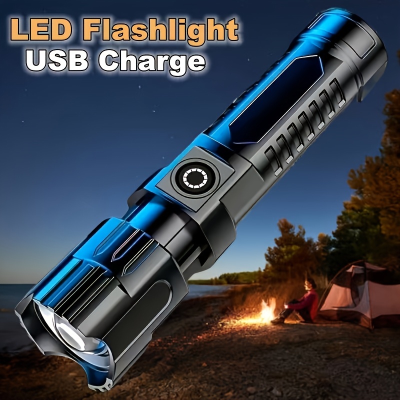 

Rechargeable Led Flashlight - Compact, With 3 Lighting For Travel & Emergencies, Usb Powered, Abs Material, Variable