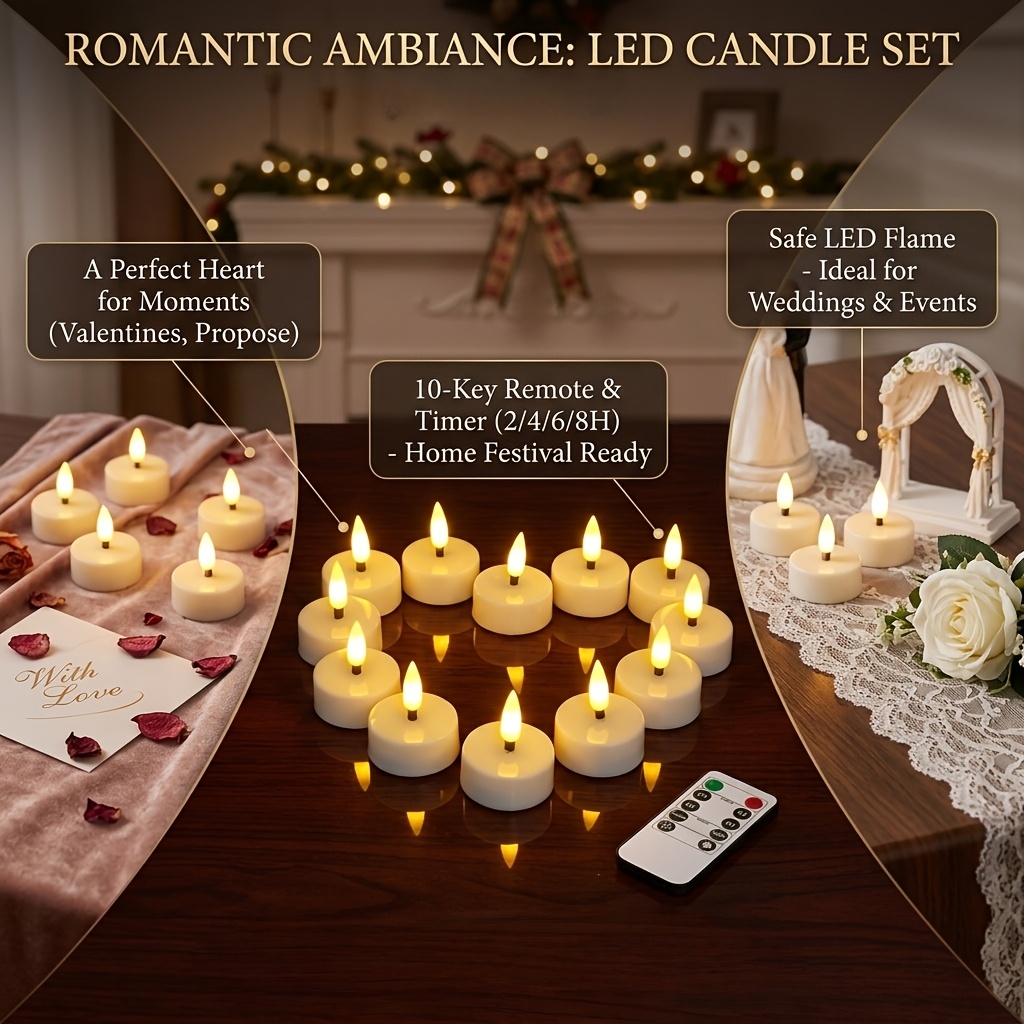 Remote Control LED Tea Wax Candles with 130-Hour Battery Life