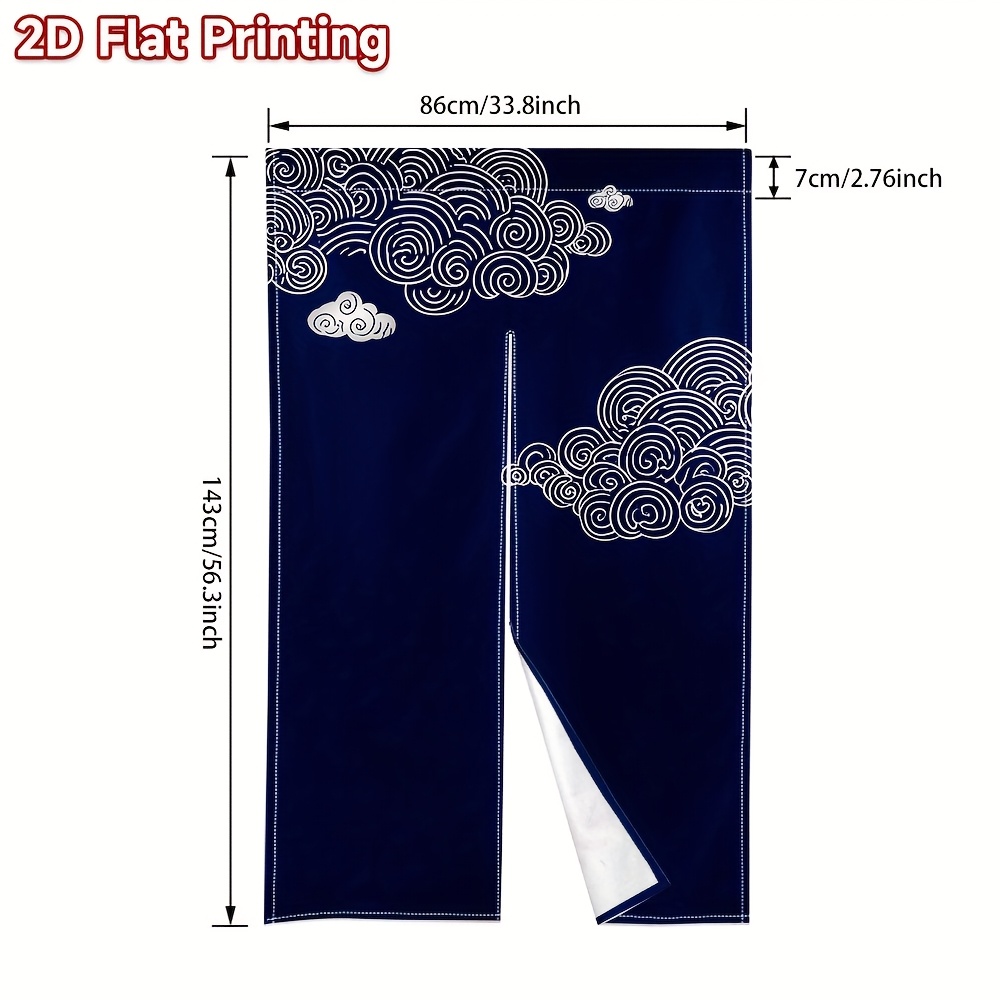 TEMU 1pc Of, Featuring A 2d Flat Print Of Clouds And Ocean Waves, This Festive Japanese Doorway Curtain Requires No Electricity And Is Easy To Hang