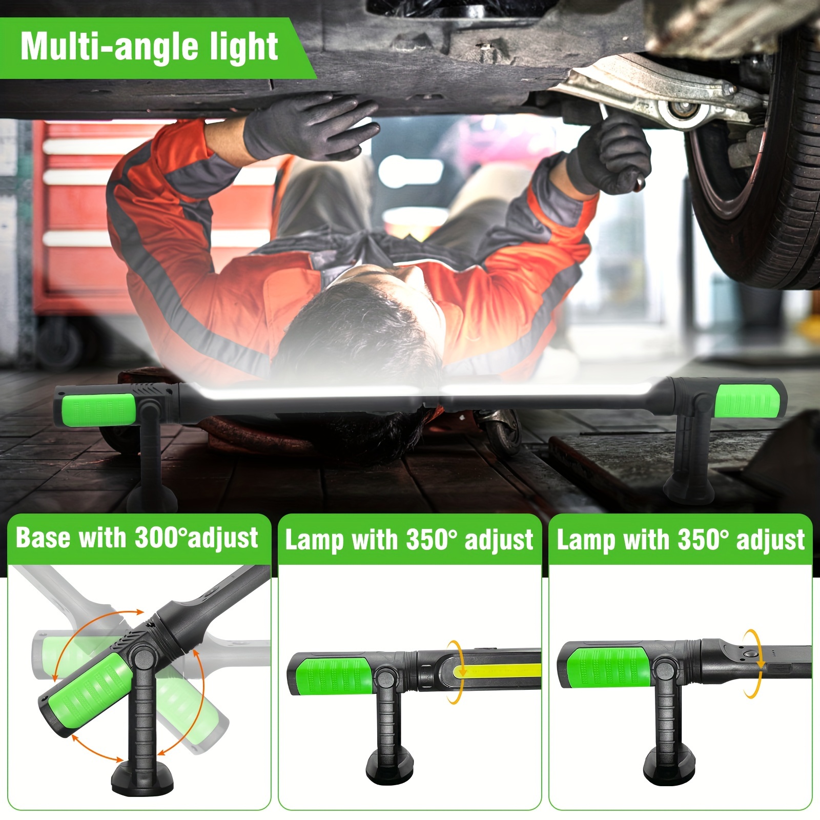 Rechargeable Cordless Magnetic LED Work Light with Magnetic Base & Hook - Portable Mechanic Light, Adjustable Brightness for Car Repair, Workshop, Emergency, Underhood, - /Outdoor Use 6 Rechargeable Cordless Magnetic LED Work Light with Magnetic Base & Hook - Portable Mechanic Light, Adjustable Brightness for Car Repair, Workshop, Emergency, Underhood, - /Outdoor Use - Image 6