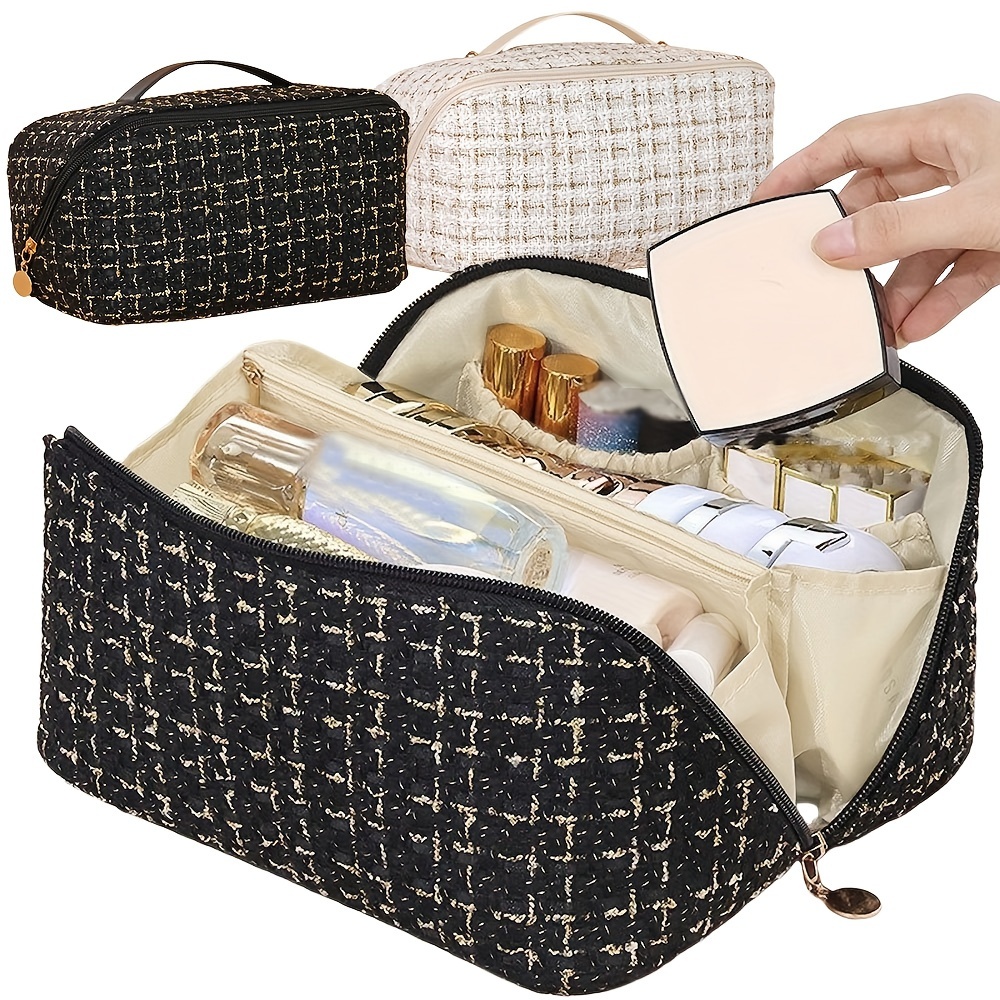 

1pc Large Cosmetic Bag, Pattern, Toiletry Organizer And Dividers, And For