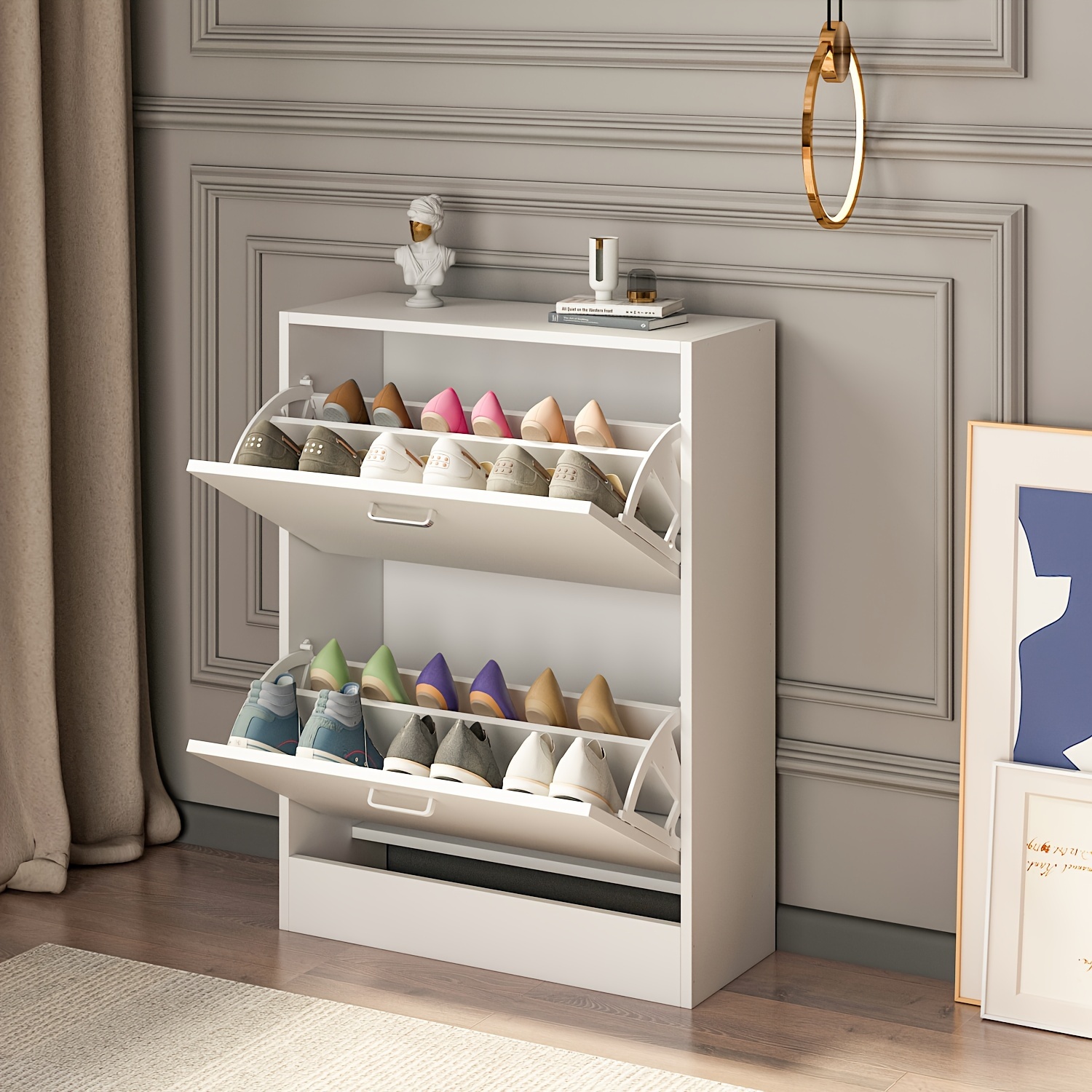 

Shoe Cabinet With 2 Drawers, Shoe Storage Organizer, Freestanding Shoe Rack Storage