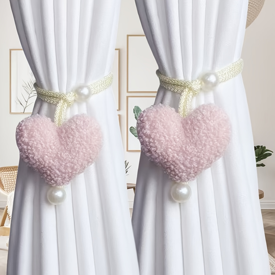 1pc/2pcs Three-dimensional Bead Curtain Tieback, Decorative Net Tie Cord, Fastening Strap, Bundling Rope