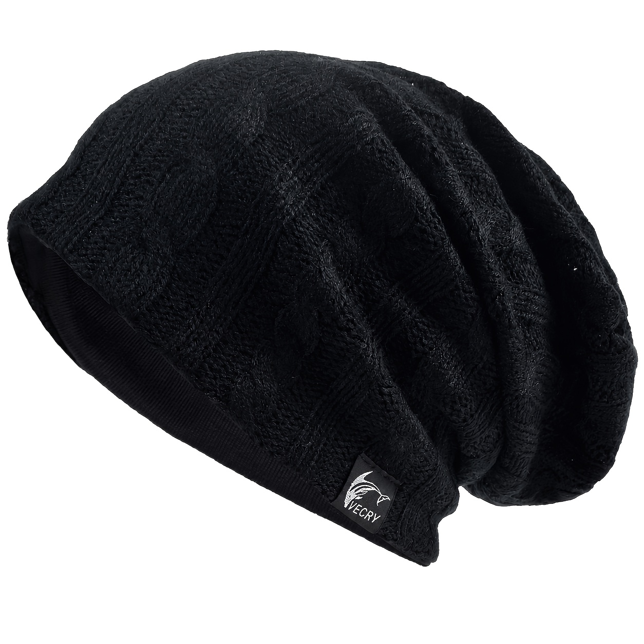 Vecry Men's Slouch Beanie Cable Knit Skull Cap Long Baggy Oversized Winter Hats