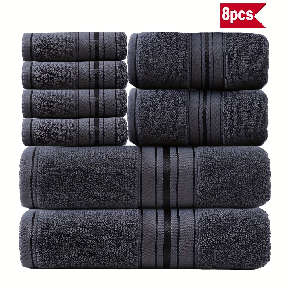 Luxury 8pcs Bath Towel Set, 100% Cotton Premium Hotel Quality, Includes 2 Bath Towels, 2 Bath Towels, 4 Washcloths, Soft Absorbent Spa Towel Collection, Ideal for Bathroom, Hotel, SPA