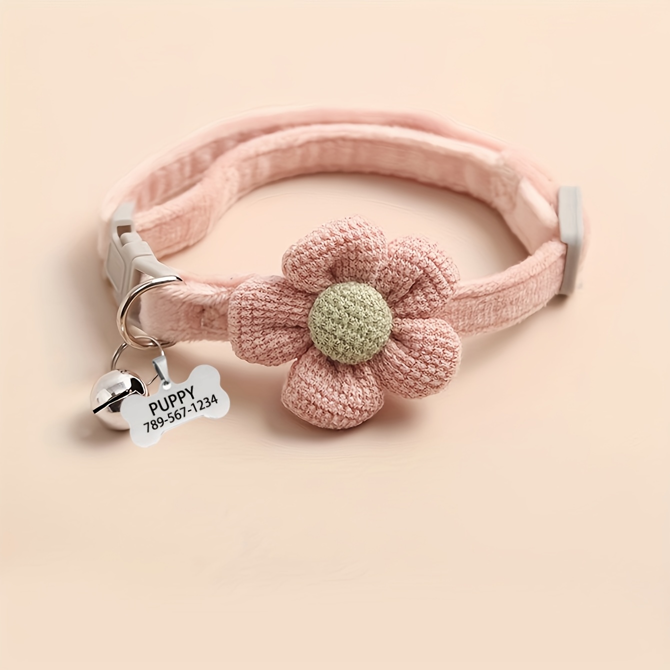 TEMU 1 Cute Floral Dog Necklace With Customizable Nameplate To Find Your Dog's Way Home