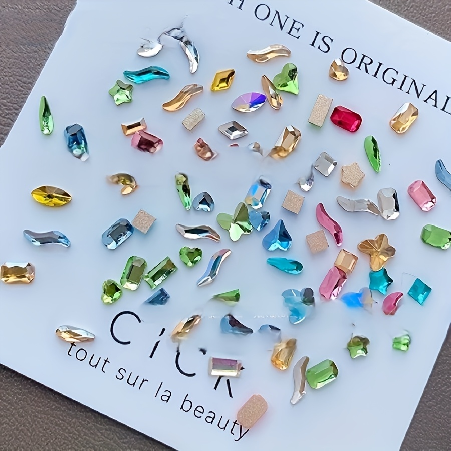 TEMU Approssimativamente 1000 strass metallici irregolari a dorso piatto, per nail art, senza sbavature, adatti per piedi, , delle unghie, forniture