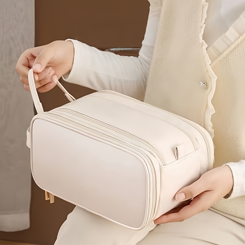 TEMU Large-capacity Detachable Cosmetic Bag, Travel Cosmetics Storage Box With Brush Storage, Universal Portable Beauty Necessities Storage Bag