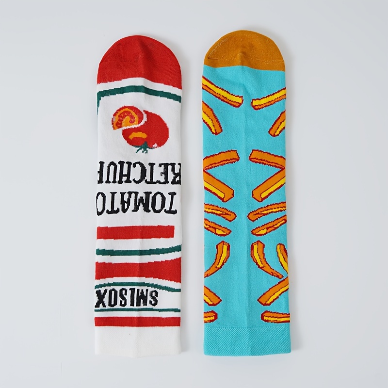 Funky Men's Pickle-themed Crew Socks - 1 Pair With Animal Design, Polyester 90%, Elastane 10%, Hand Washable, Creative Gift For Pickle Enthusiasts - Quirky Novelty Socks For Everyday Wear