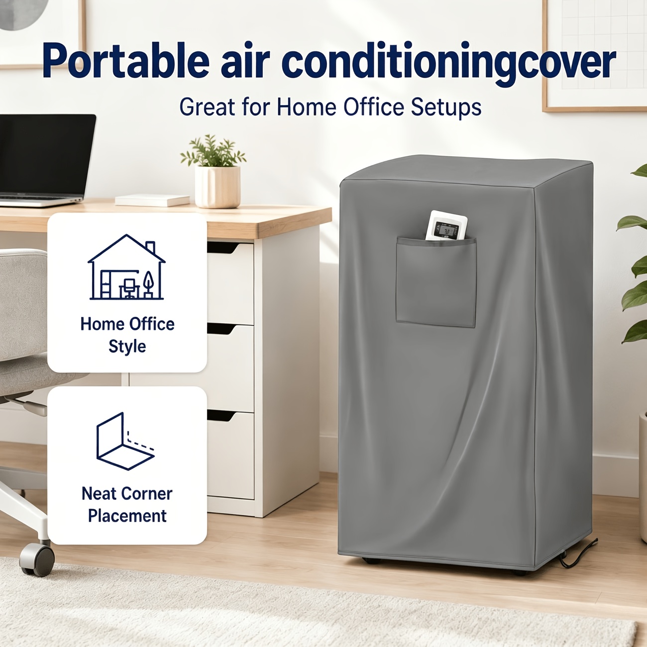 TEMU Copertura antipolvere per condizionatore portatile, copertura per unit� AC con portaoggetti, protezione aderente per macchina di condizionamento