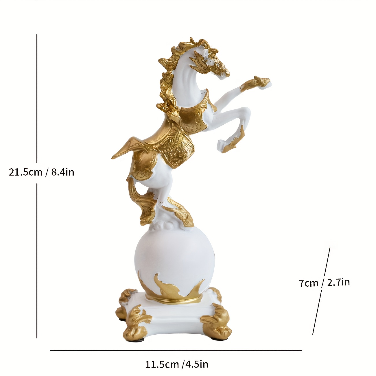 TEMU 1pc Elegant White Resin Horse Figurine, Home Decor Sculpture, Suitable For Offices, Living Room Coffee Tables, Wine Cabinets, And Exhibition . A