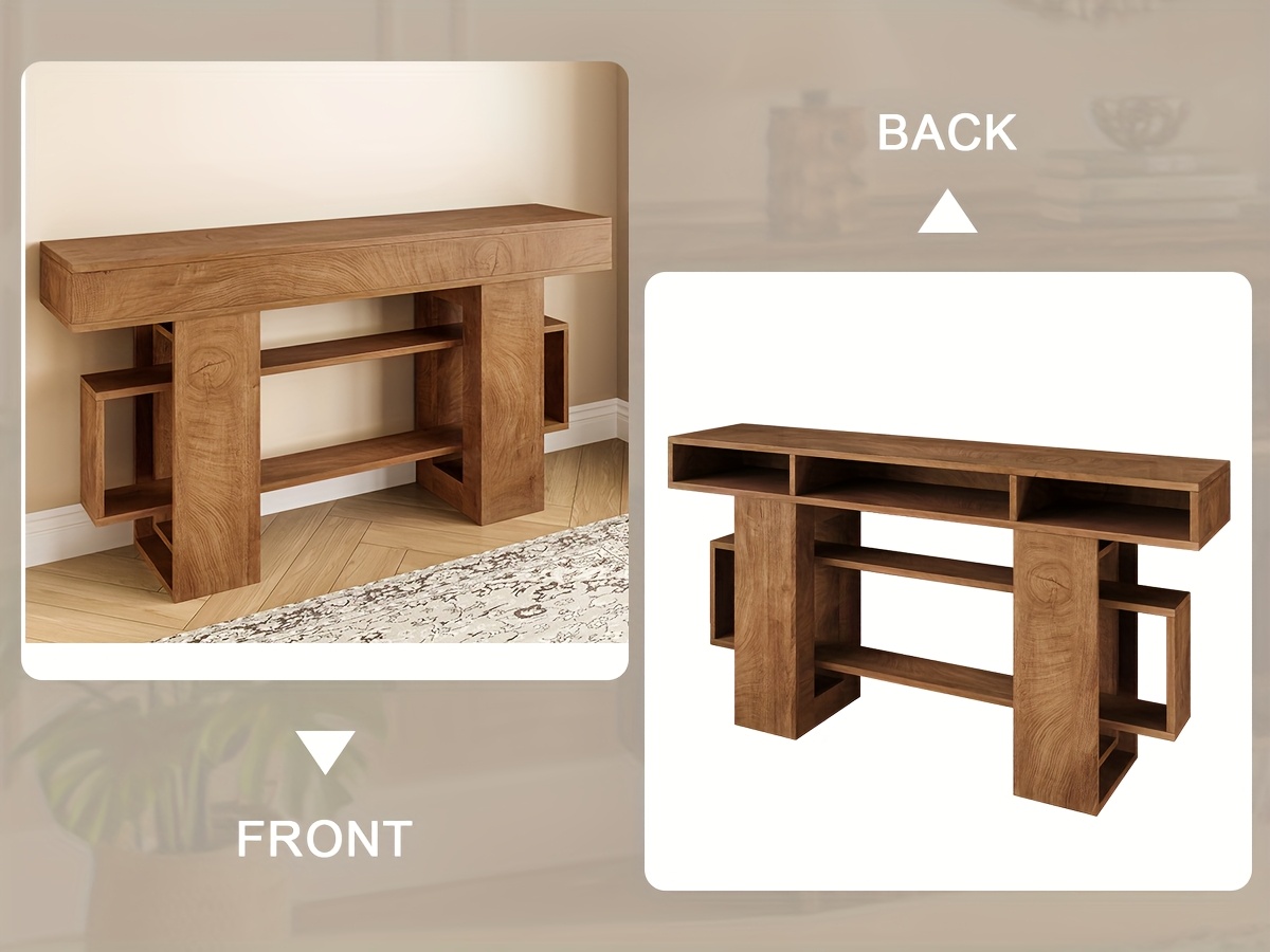 mesa consola de estilo de 63 pulgadas con almacenamiento - mesa de sofá de para entrada, pasillo o detrás del sofá - madera ingenierizada y , mueble de sala de montaje Detalles del producto 1