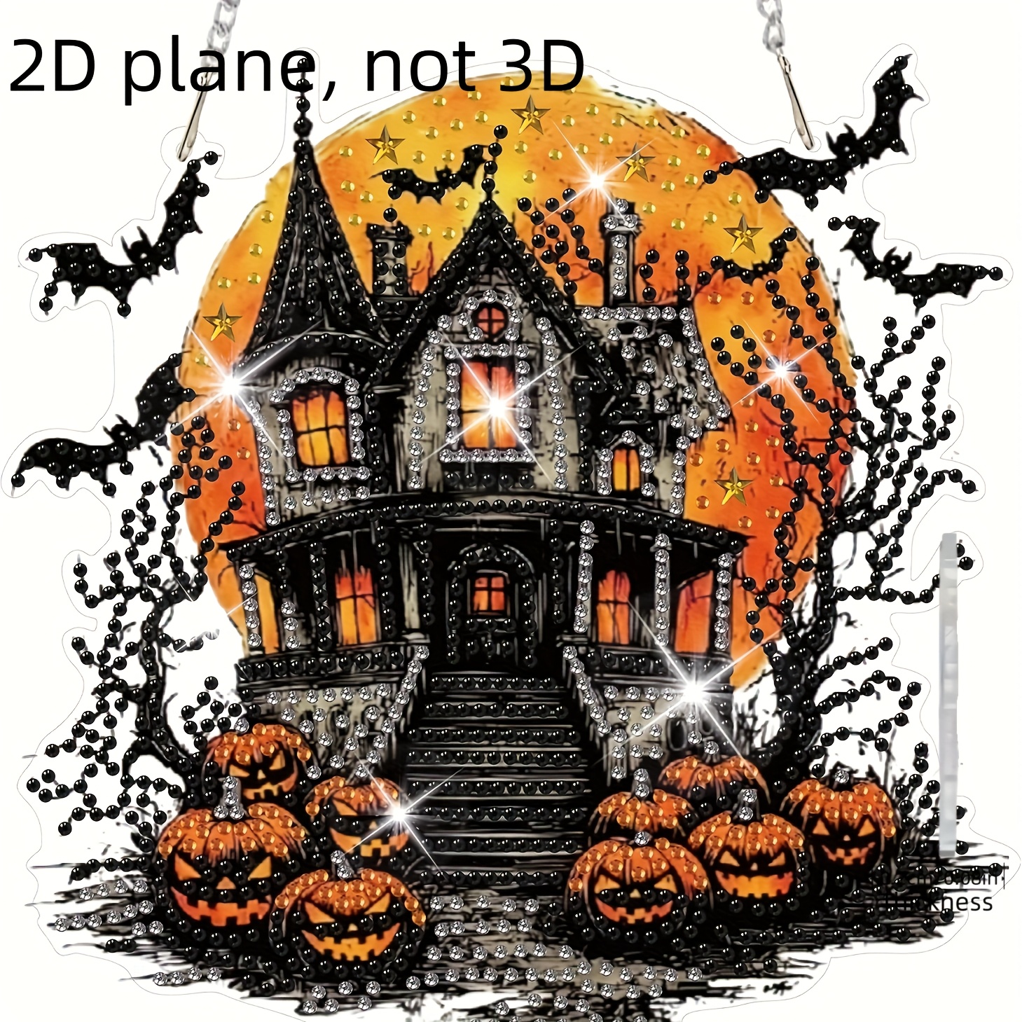 item picture 2d flat   halloween diamond painting hanging set hanging diamond painting castle 5d irregular   painting pumpkin set home wall decoration pattern window pendant