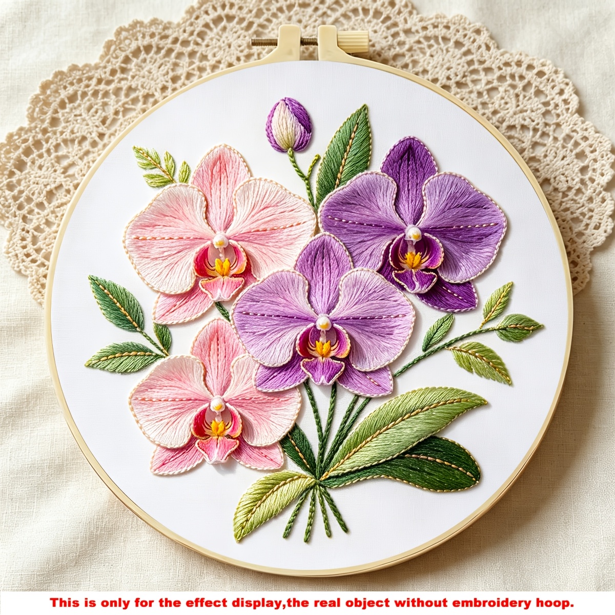 TEMU 1 Kit de broderie imprimée Série , Motif Orchidée Ombre et Parfum Pur, Kit de broderie fait main, Convient aux débutants adultes, Comprend un