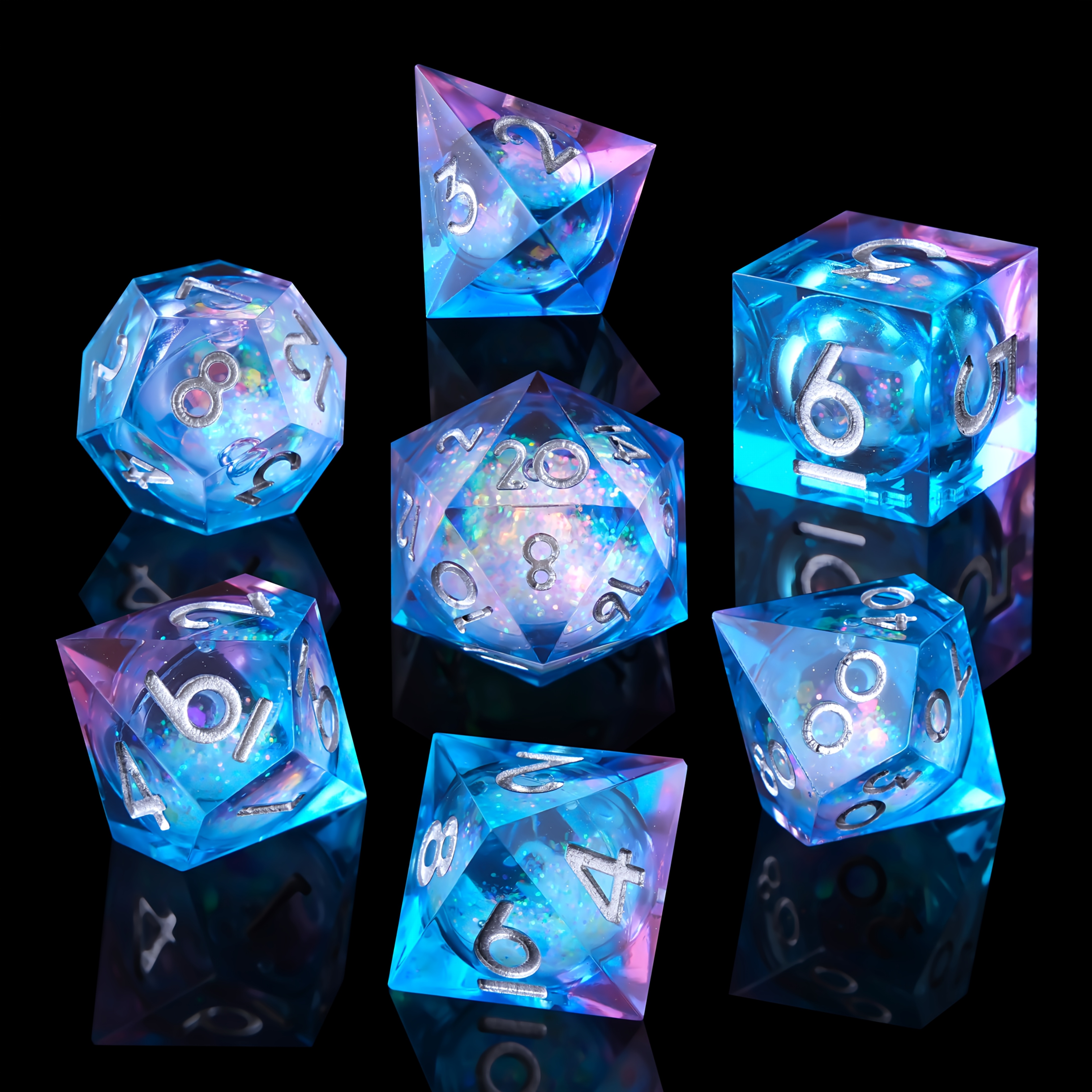 

7pcs Dnd Dice Sets For Playing , Set Box, Galaxy Dice Set For D&d Gifts