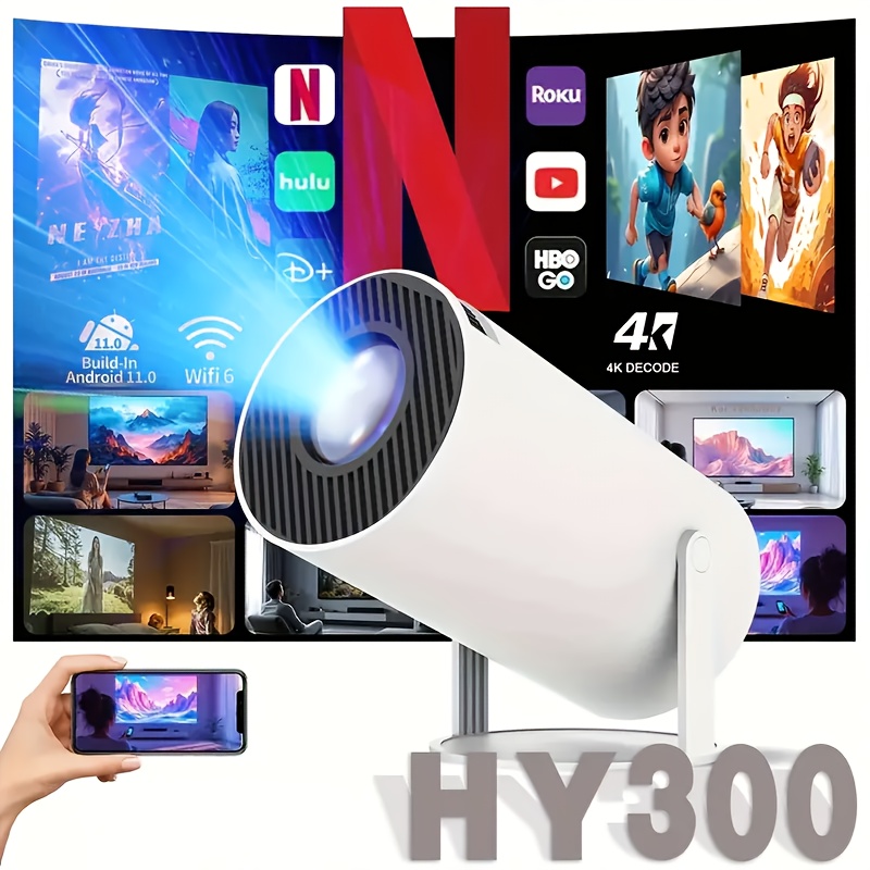 mini projector with wifi 6 supports 4k local 1080p portable projector supports 180 rotatable   projector 3 3meter screen movie projector auto keystone compatible for laptop pc smartphone