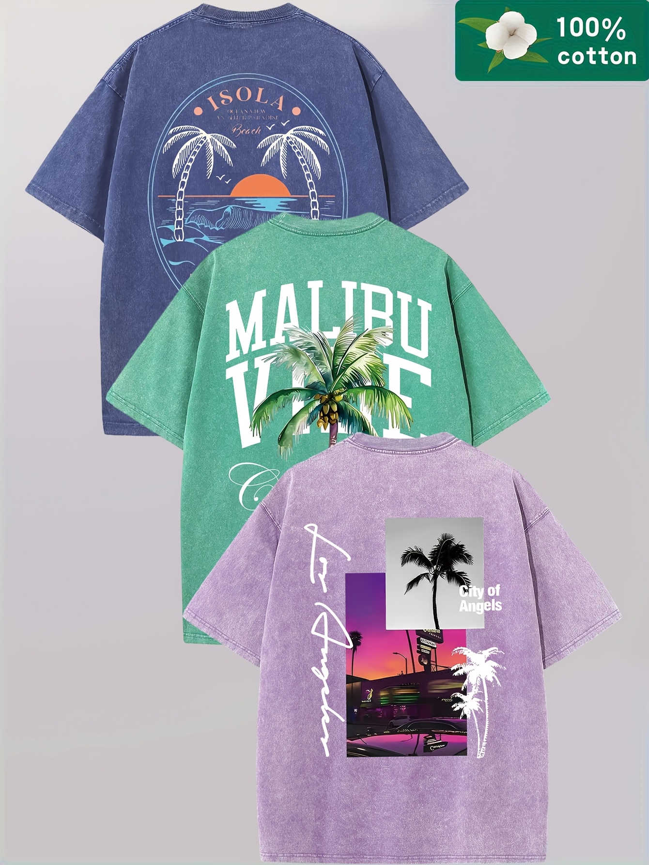 3pcs combination pattern printed t shirt mens t shirt summer casual short sleeve t shirt